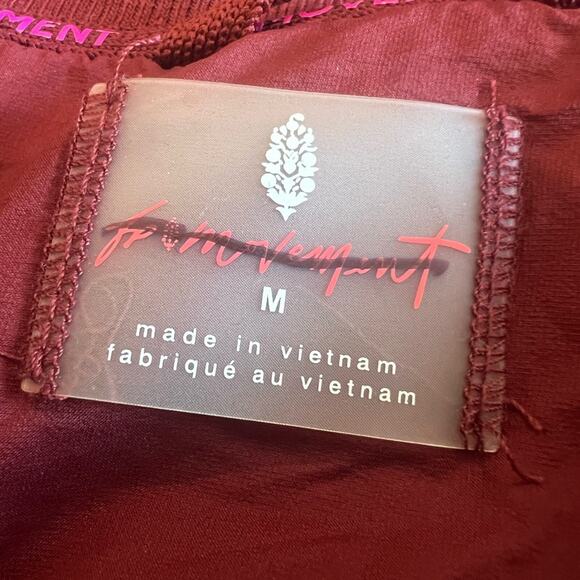 NWOT Free People Movement Midnight Moon Solid Bomber Jacket, Size Medium Oxblood - Picture 6 of 13